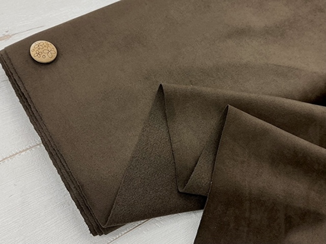 訳あり！現品処分！やわらかポリエステルスエード　コーヒーブラウン系 [ 幅１１０ｃｍ×約２.５ｍ ］