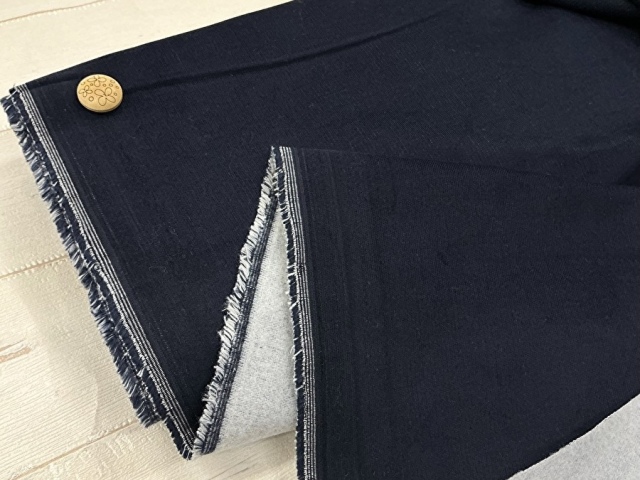 訳あり！現品処分！裏起毛Ｔ／Ｃ細コーデュロイストレッチ　ダークネイビー系 [ 幅１４５ｃｍ×約２ｍ ］