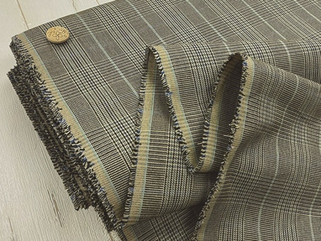【反売り】グレンチェックコットン　 ベージュ系[ 幅１１５ｃｍ×約１２ｍ ]
