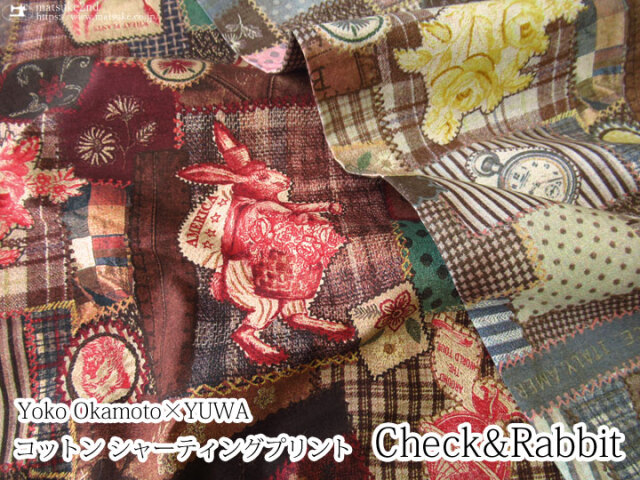 コットン シャーティングプリント】Check ＆ Rabbit＊チェック