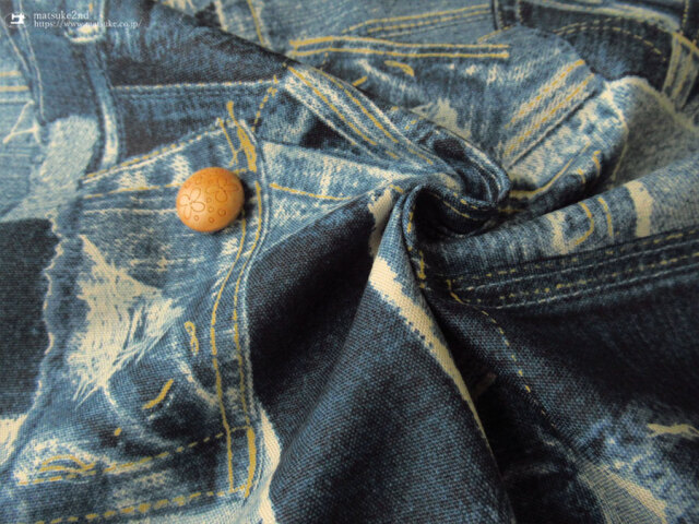 コットン オックスプリント】 デニム調☆ランダムジーンズパッチ