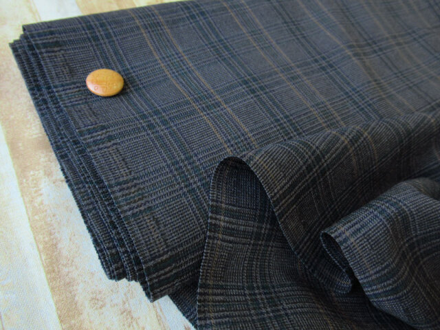 【反売り】　幅１５０ｃｍ・Ｔ/Wジャガードタータンチェック　チャコール系　[ メーター選択制 ]