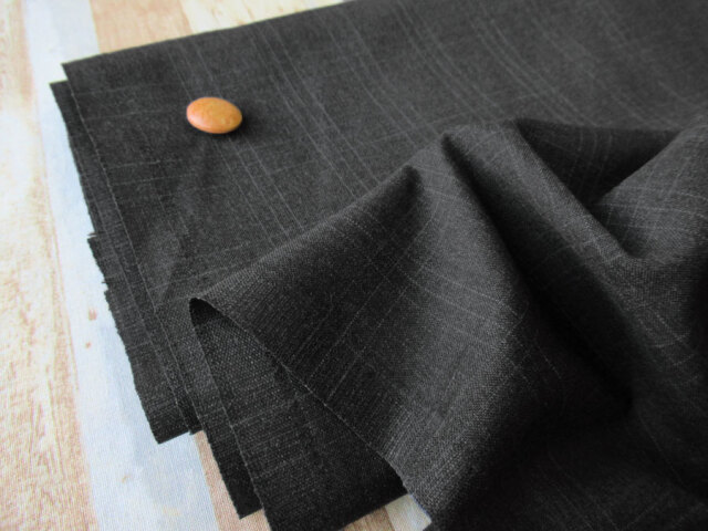 【反売り】　幅１５０ｃｍ・Ｔ/Wトロピカルクロスチェック　チャコール系　[ メーター選択制 ]