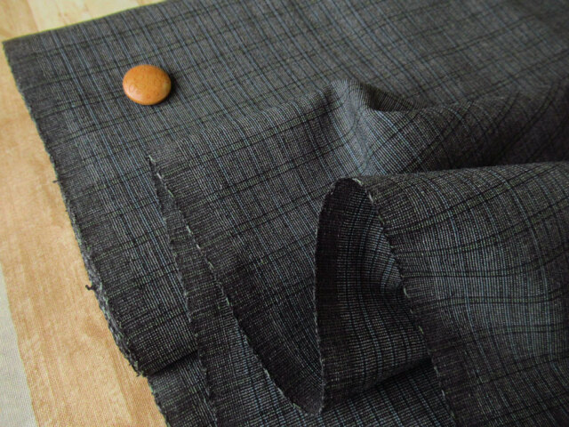 【反売り】 Ｔ/W平織ジャガードチェック　チャコール系  [ 幅１５０ｃｍ×約３．５ｍ ]