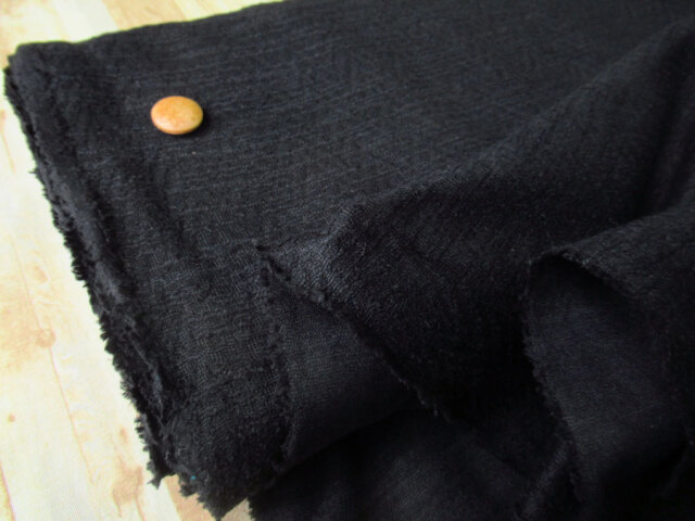 【反売り】　スラブヘリンボーン Ｔ／Ｃジャガードニット　ブラック系[ 幅１３５ｃｍ×約５ｍ巻 ]