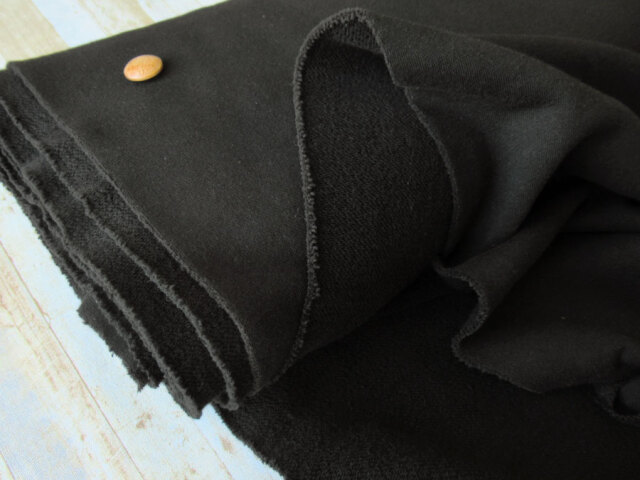 【反売り】　コットン３０/７裏毛ニット　すみぐろ系 [ 幅１６０ｃｍ×約３ｍ巻 ]