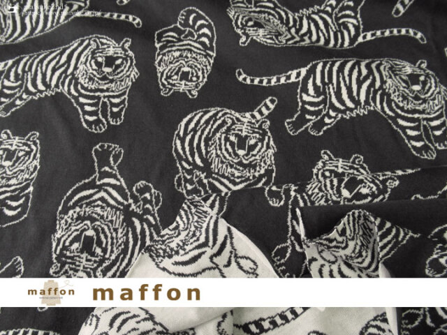 maffon (マフォン) 】 約75cm幅 リバーシブルジャガード接結ニット  
