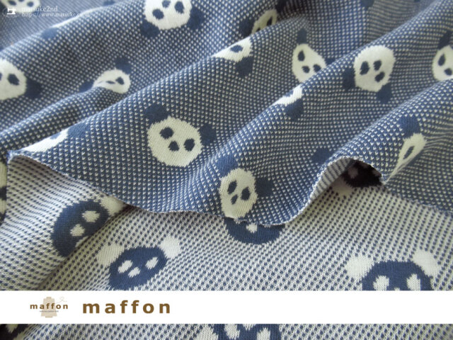 maffon (マフォン) 】 約75cm幅 リバーシブルジャガード接結ニット