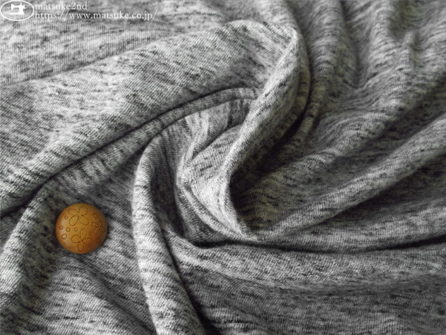 チャコールグレー デニム生地 71c×長340c デッドストック 古着/K300 デッドストック反】 やわらか斜行天竺ニット 杢チャコール