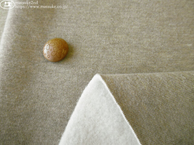 サンドベージュの裏毛ニット デッドストック反】 裏毛裏起毛ニット 杢サンドベージュ