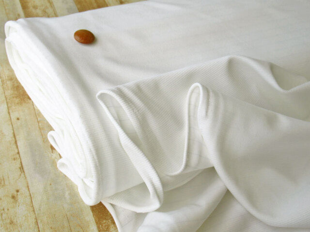 【反売り】　デイリーからスポーツウェアまで！グログランジャージニット　オフホワイト [ 幅１６０ｃｍ×約５ｍ巻 ]