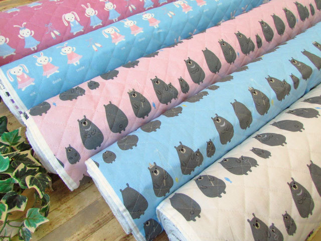 【キルティング 綿麻キャンバス】 ＊プティデポーム＊　『バレリーナうさぎ』　＆　『くろくまくん』