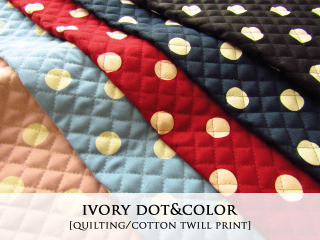 【キルティング】　アイボリードット＆カラー　【コットン ツイル プリント 】