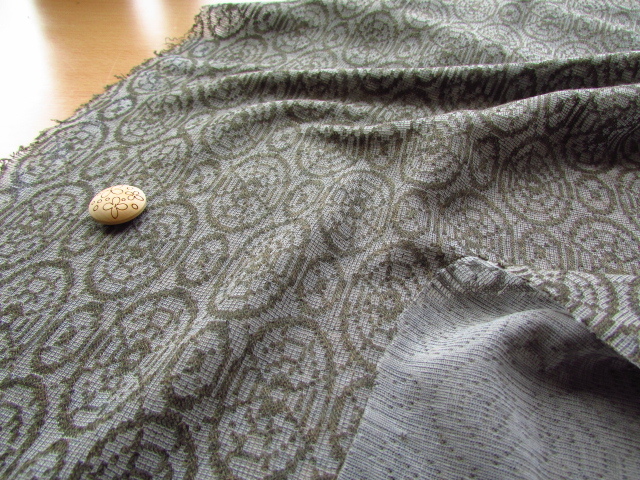 アウトレット！サラサラジャガードニット〈カーキ×グレー〉　約１．５ｍカット