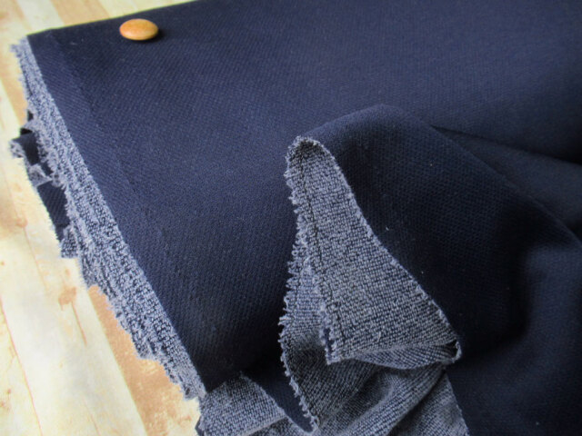 わけあり！【反売り】　裏毛風スポーツジャージニット　ネイビー系[ 幅１５０ｃｍ×約８ｍ巻 ]