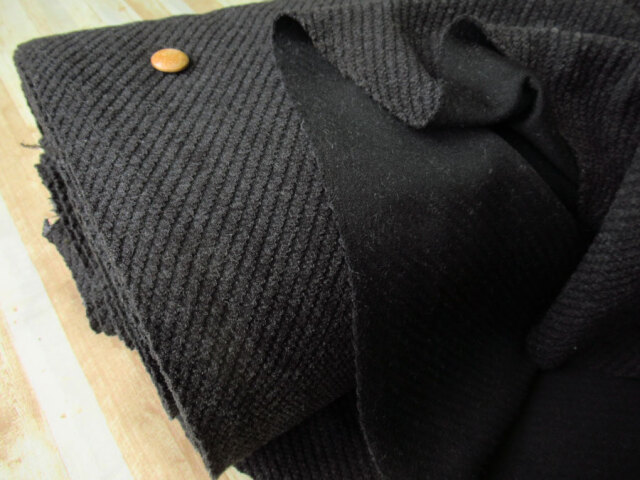 【反売り】　インレー風斜め織ニット　チャコール系[ 幅１６０ｃｍ×約１２．５ｍ ]