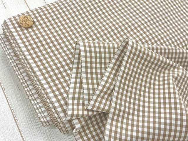 【反売り】  コットンギンガムチェック    ベージュ×オフ系[ 幅１１５ｃｍ×約９.５ｍ ]