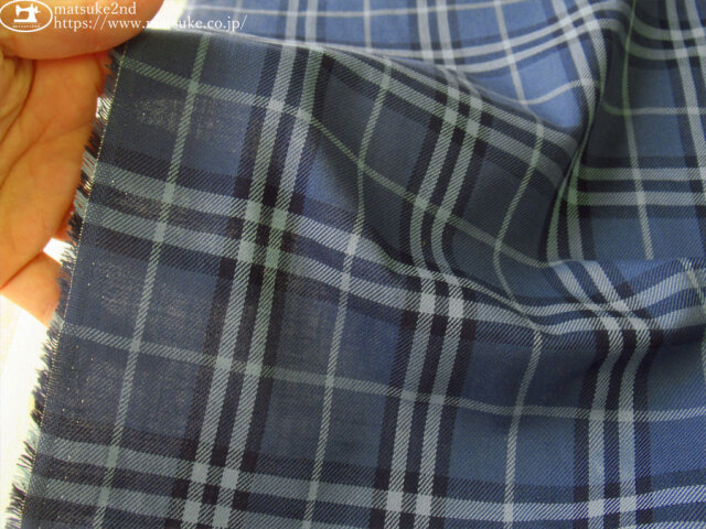 お買い得！【アパレル使用反】 T/Cタータンチェック スモーキーブルー系