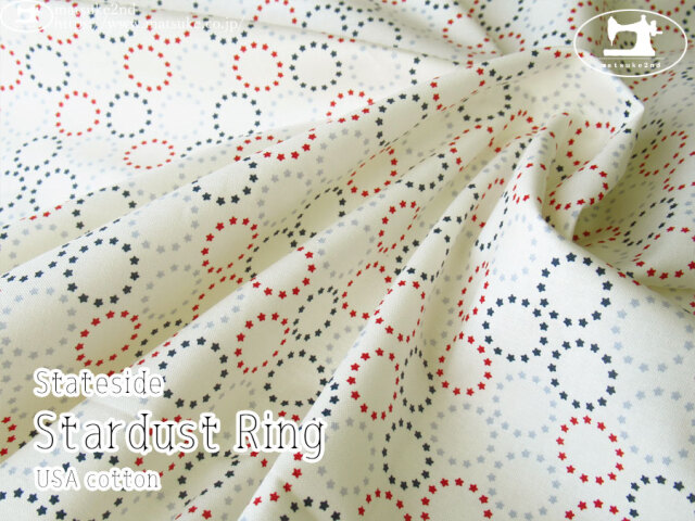 お買い得！【コットン USAプリント】　Stateside　＊　Stardust Ring　アイボリー