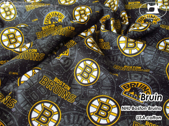 お買い得！【コットン USAプリント】　NHL Chicago Blackhawks　＊　Bruin　ブラック