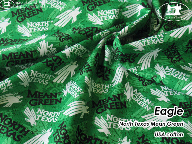 お買い得！【コットン USAプリント】　North Texas Mean Green　＊　Eagle　グリーン