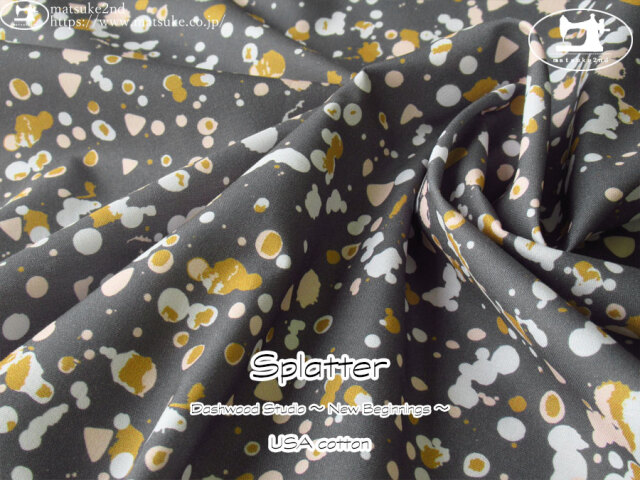 お買い得！【コットン USAプリント】　Dashwood Studio ～ New Beginnings ～　＊　Splatter　チャコール