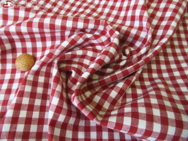 お買い得！【デッドストック反】 ギンガムチェック綿ストレッチ レッド系
