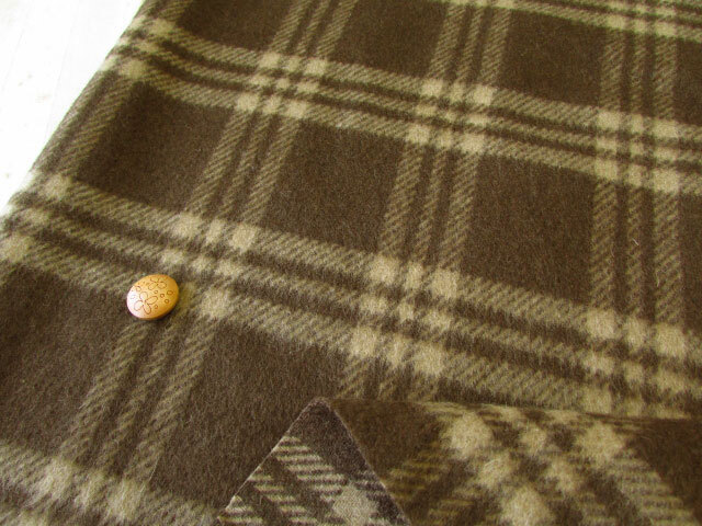 デッドストック反】 ウールチェックモッサ ブラウン×ベージュ