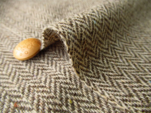 アパレル使用反】 尾州ウール ヘリンボーンカラフルネップツィード