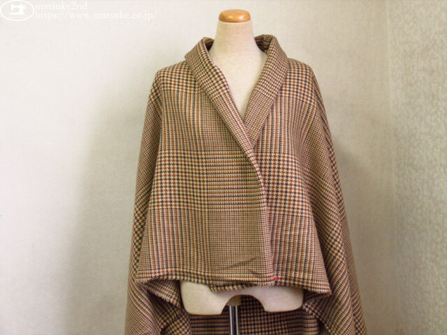 昭和レトロなベージュのチェック柄お洋服のクマ　ヴィンテージ　ビンテージ　当時物 ぬいぐるみ テディベア くま クマ 熊 レトロ 昭和レトロ ヴィンテージ