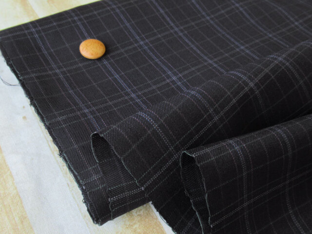 【反売り】　Ｔ/Wチェックギャバジン　ブラック系　[ 幅１５０ｃｍ×約３．５ｍ ]