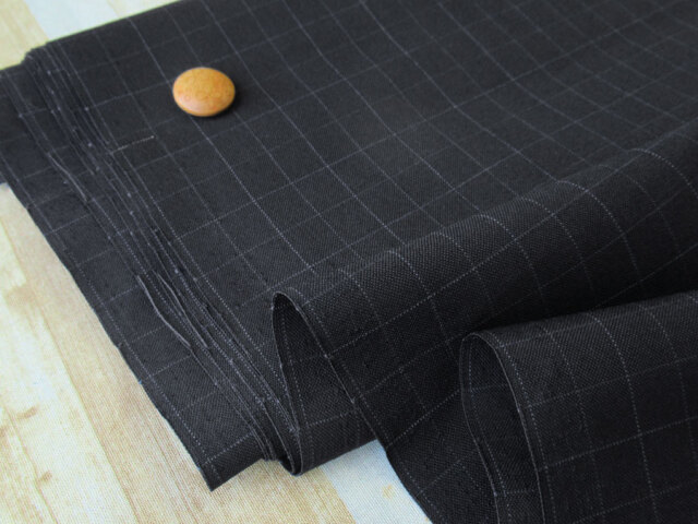 現品処分！　Ｔ/Wトロピカルクロスチェック　ブラック系　[ 幅１５０ｃｍ×約２ｍ ]