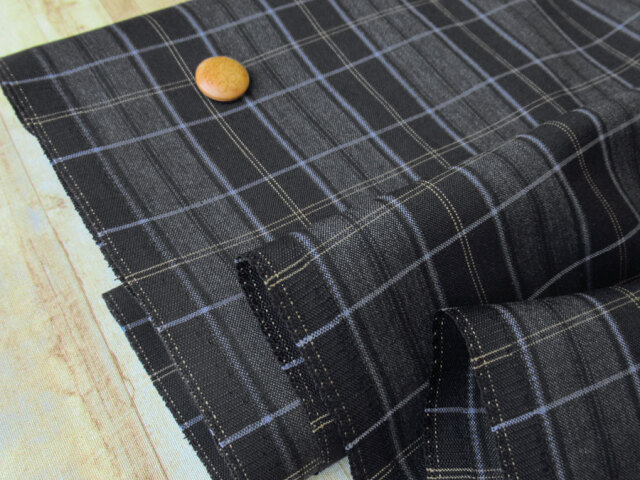【反売り】　Ｔ/Wトロピカルクロスチェック　チャコール×ブラック系　[ 幅１５０ｃｍ×約４．５ｍ ]