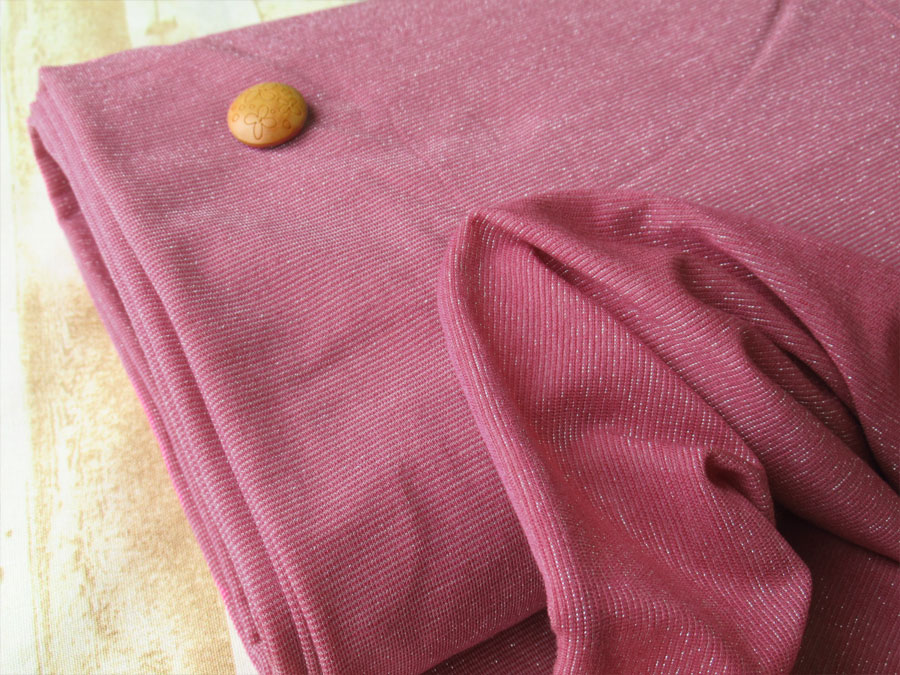 【反売り】　ラメ入り☆薄手やわらかベア天竺ニット　チェリーピンク[ 幅１４０ｃｍ×約５ｍ巻 ]