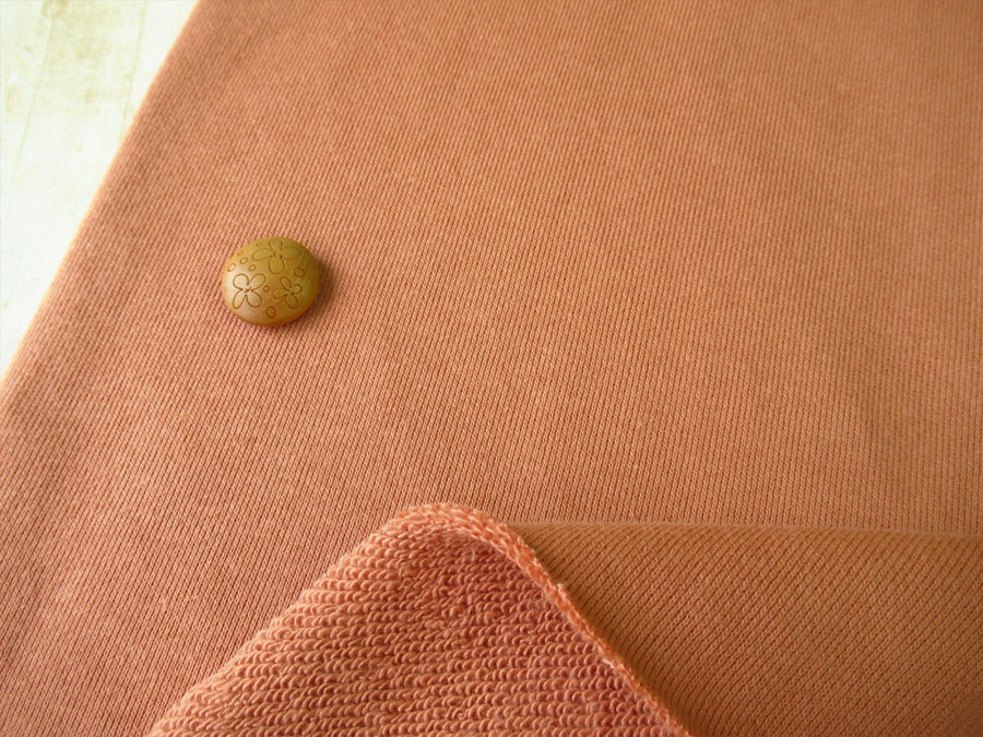 アウトレット！約８５ｃｍ輪  裏毛ニット　アプリコット　【約９０ｃｍカット】