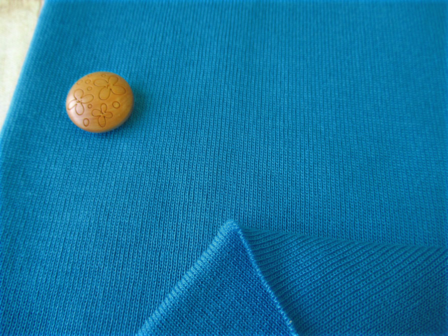 【少量カットクロス】アウトレット！約４０ｃｍ幅  アクリル混厚みのあるフライスニット　セルリアンブルー　【約６０ｃｍカット】