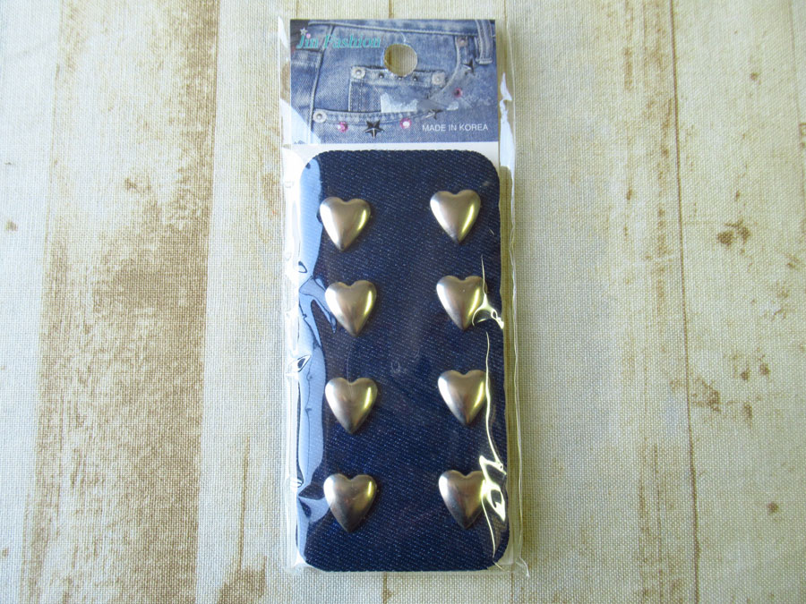 現品処分！　Jin Fashion スタッズ『ハート/シルバー』PA-192　【８個入り】
