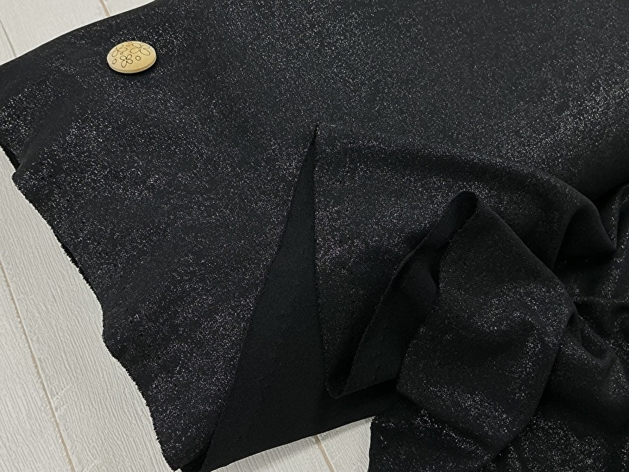 【反売り】 ポリエステル ラメニット　ブラック系[ 幅１４０ｃｍ×約８ｍ巻 ]