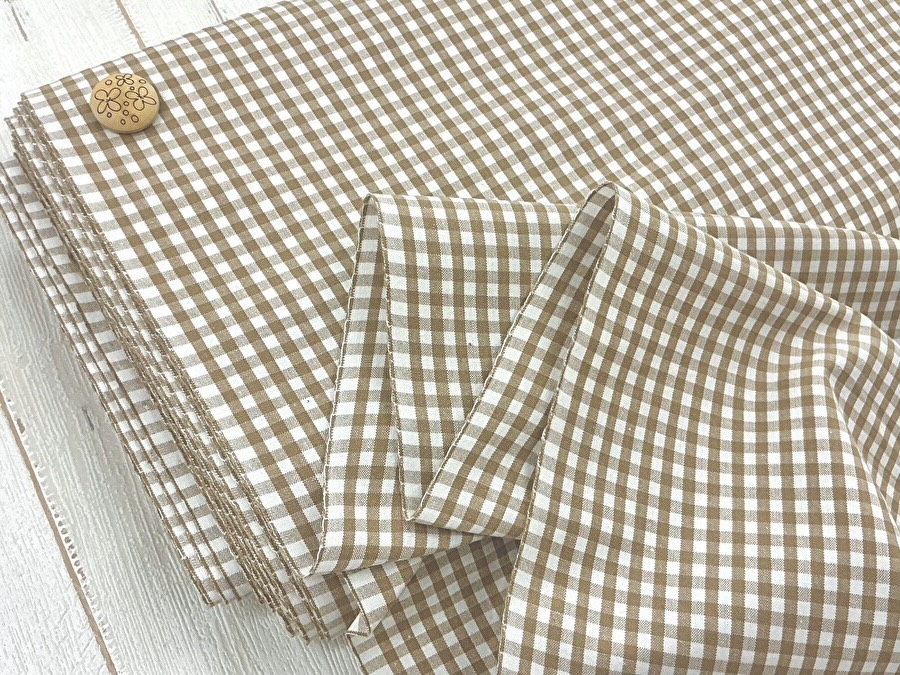 【反売り】  コットンギンガムチェック    ベージュ×オフ系[ 幅１１５ｃｍ×約９.５ｍ ]