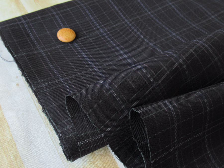 【反売り】　Ｔ/Wチェックギャバジン　ブラック系　[ 幅１５０ｃｍ×約３．５ｍ ]