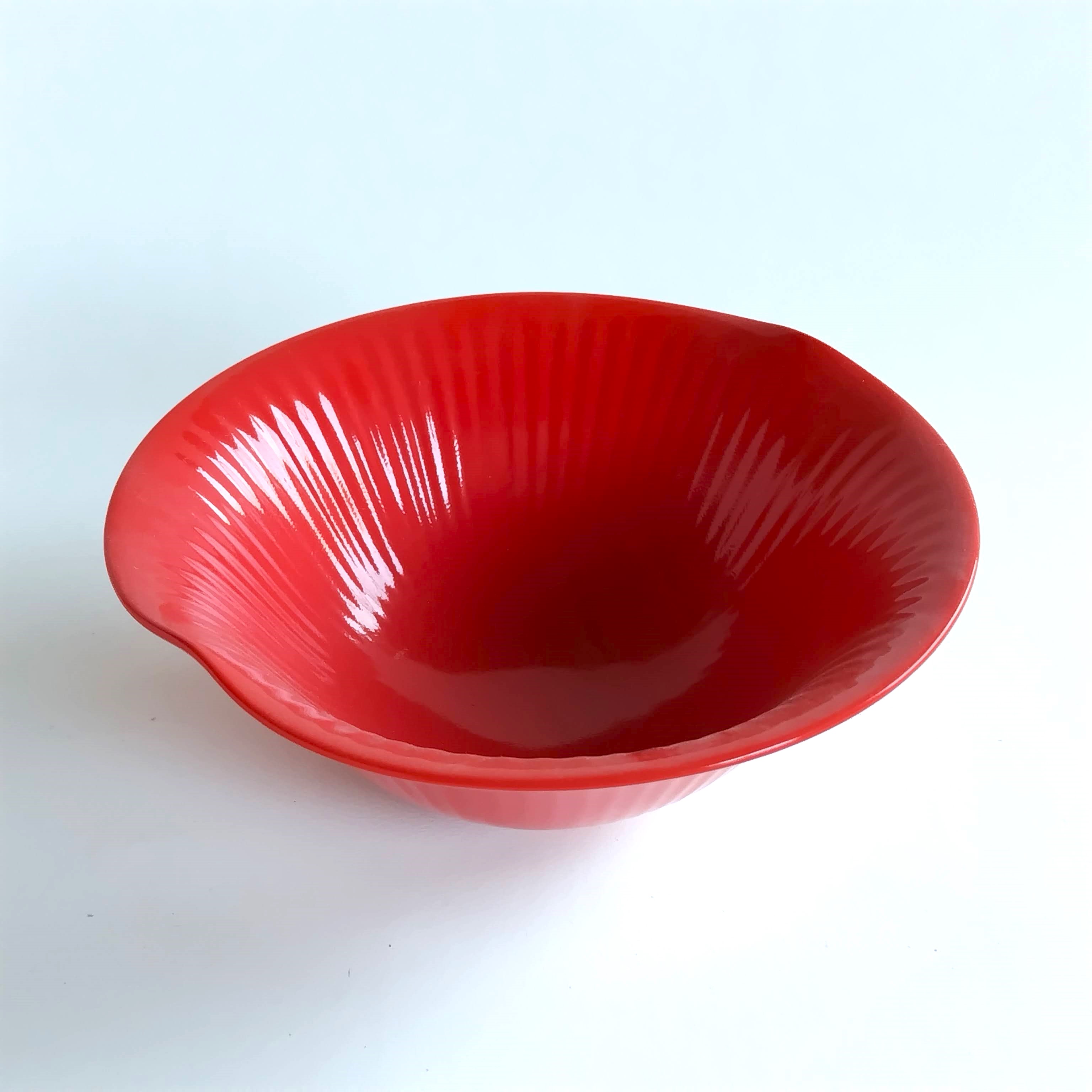 有田焼　特価品_赤釉しのぎ二方押し鉢【Web有田陶器市限定！】