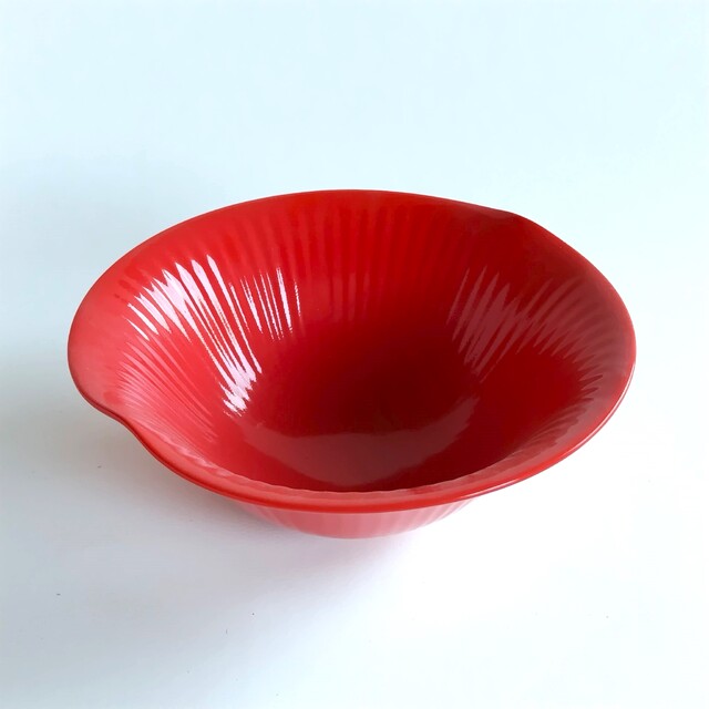 有田焼　特価品_赤釉しのぎ二方押し鉢【Web有田陶器市限定！】