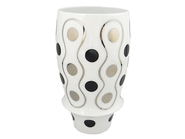 有田焼「匠の蔵」　プレミアムビアグラス　銀彩水玉（黒）