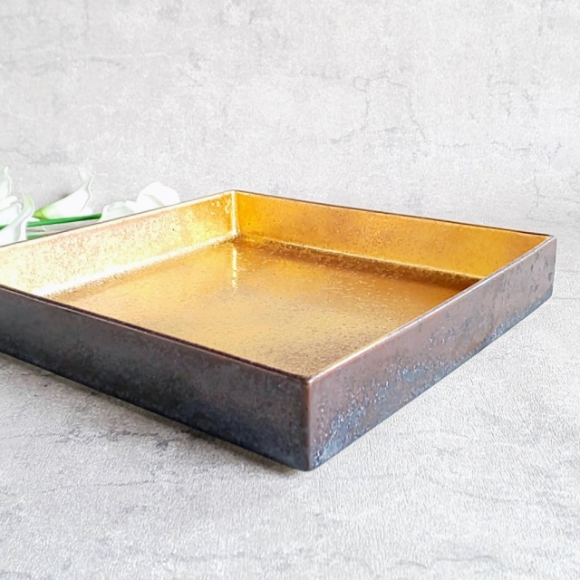 有田焼 陶悦窯 晶金塗り・銀塗り 23cm正角陶箱