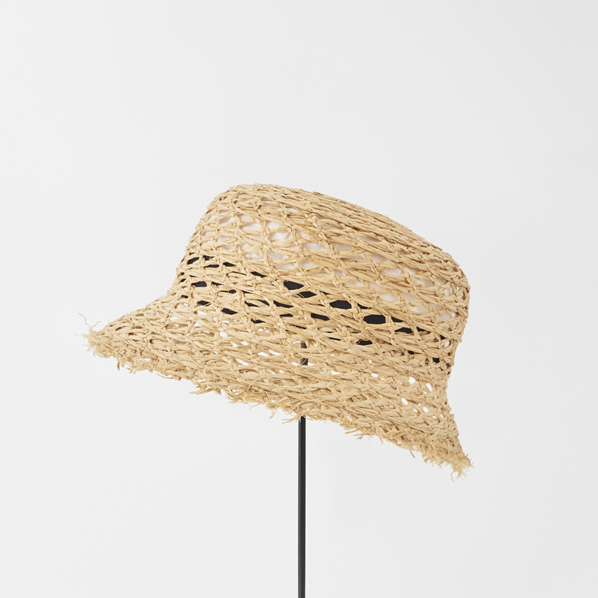 sukashi raffia braid bucket hat fringe