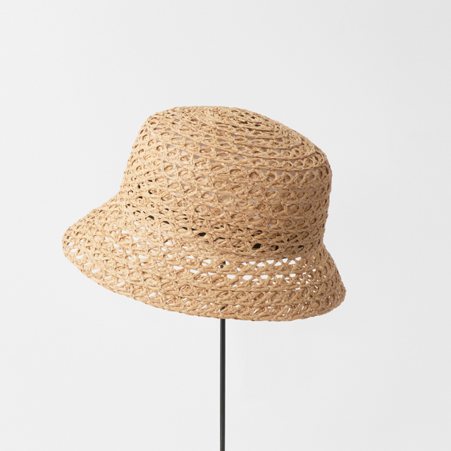 sukashi raffia braid bucket hat