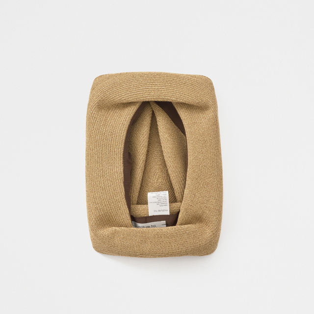 BOXED HAT 11cm brim grosgrain ribbon / mix brown base