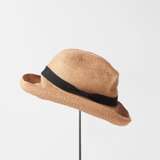 BOXED HAT paper abaca 11cm brim / bronze gold base
