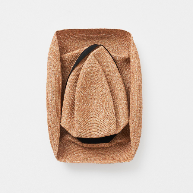 BOXED HAT paper abaca 11cm brim / bronze gold base