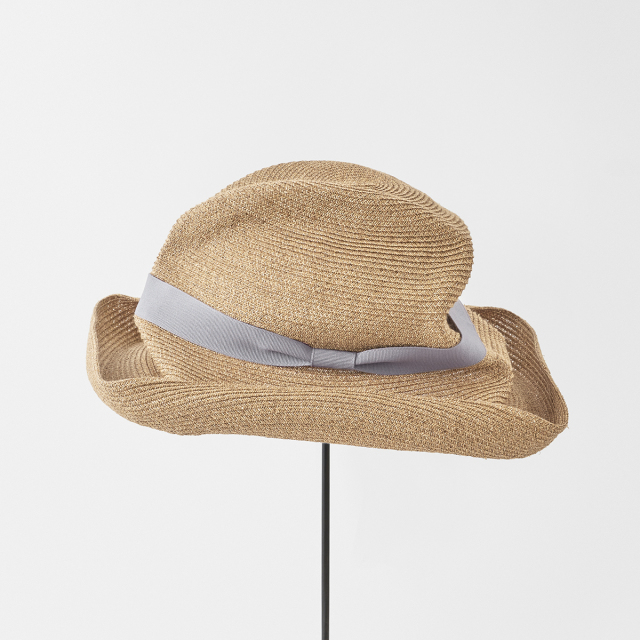 BOXED HAT paper abaca 11cm brim / bronze gold base